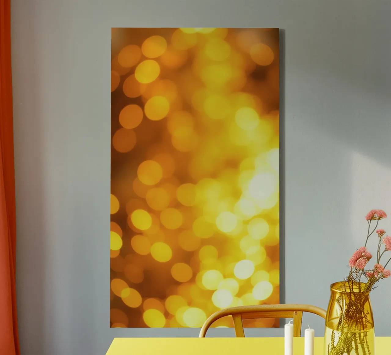 golden bokeh background design featuring abstract shimmerin canvas by DesignDoodle