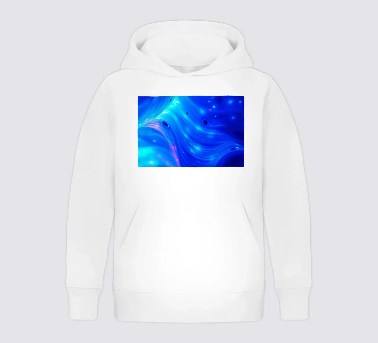 Vibrant waves of blue abstract design create a stunning art kids hoodie by DesignDoodle