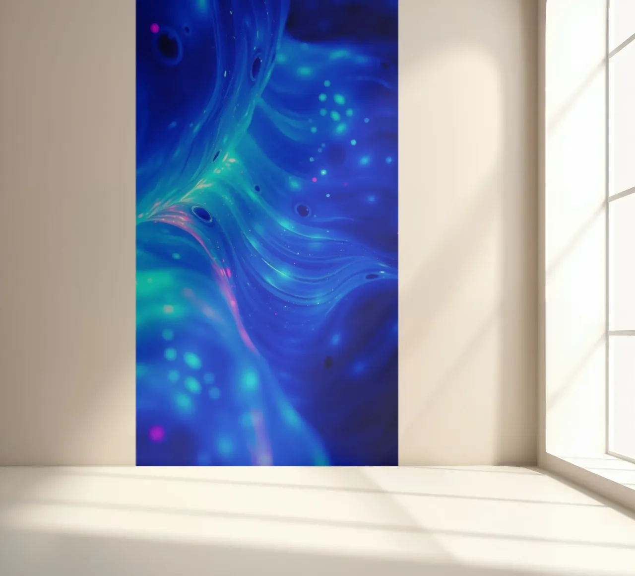 Des vagues bleues vibrantes et abstraites créent une œuvre d'art époustouflante. papier peint photo de DesignDoodle