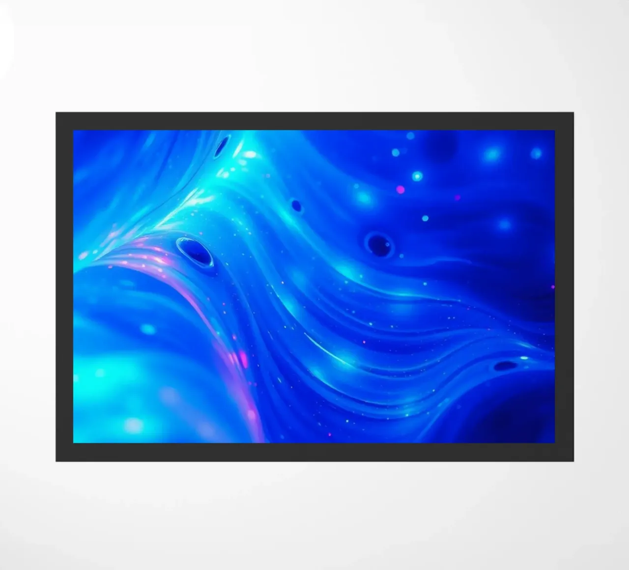 Vibrant waves of blue abstract design create a stunning art doormat by DesignDoodle