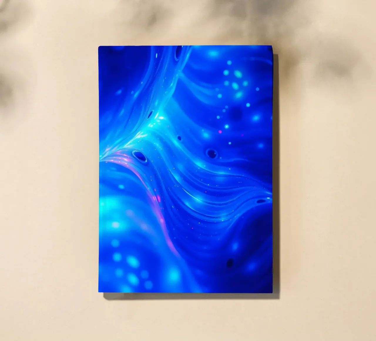 Vibrant waves of blue abstract design create a stunning art notebook by DesignDoodle