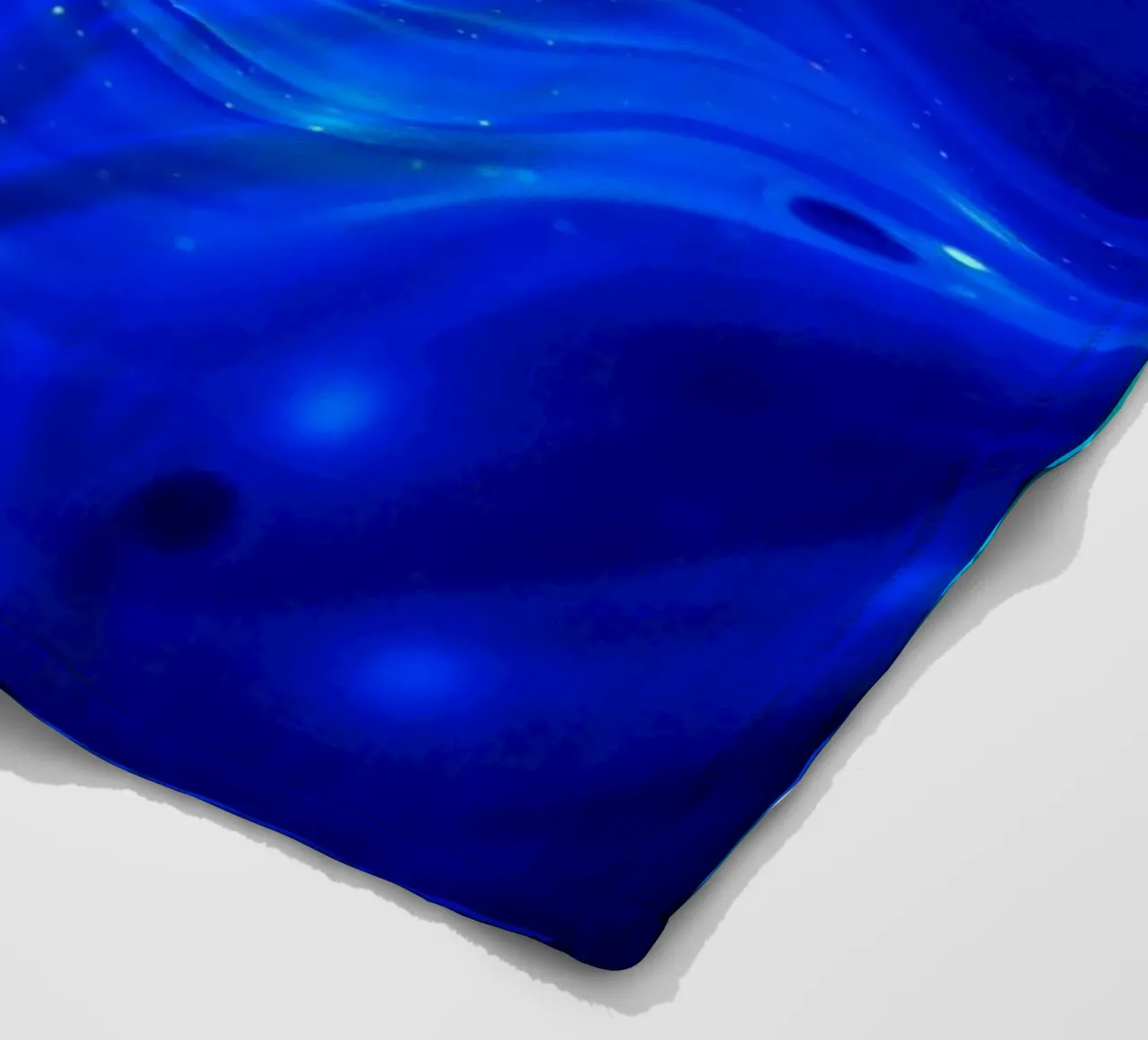 Vibrant waves of blue abstract design create a stunning art fleece blanket by DesignDoodle