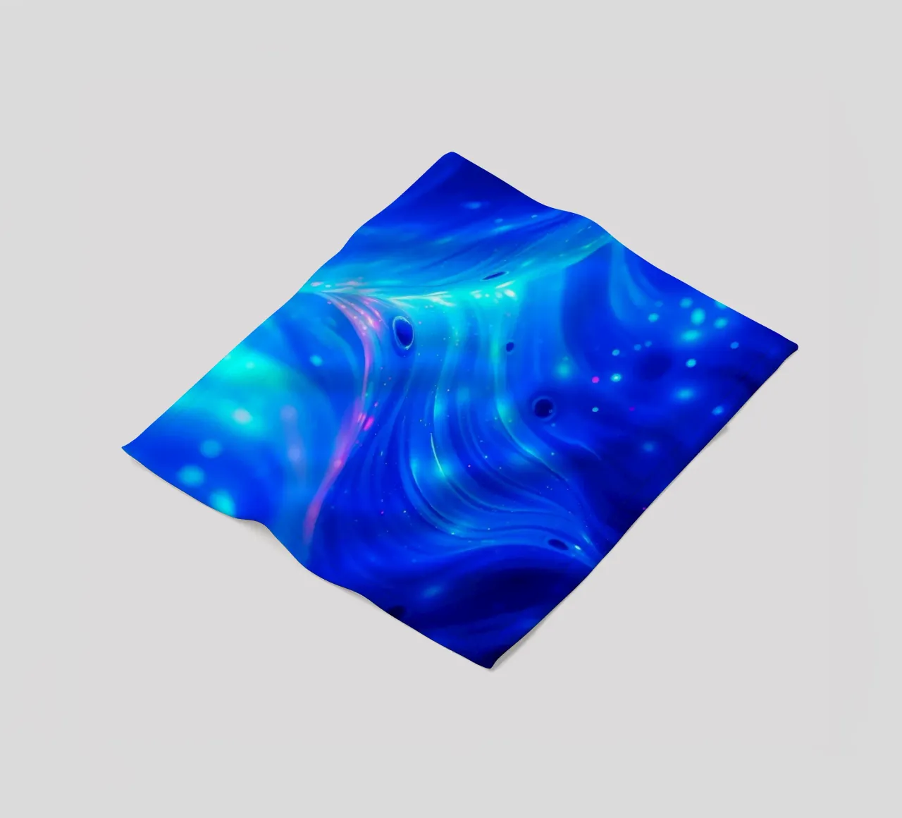 Vibrant waves of blue abstract design create a stunning art fleece blanket by DesignDoodle