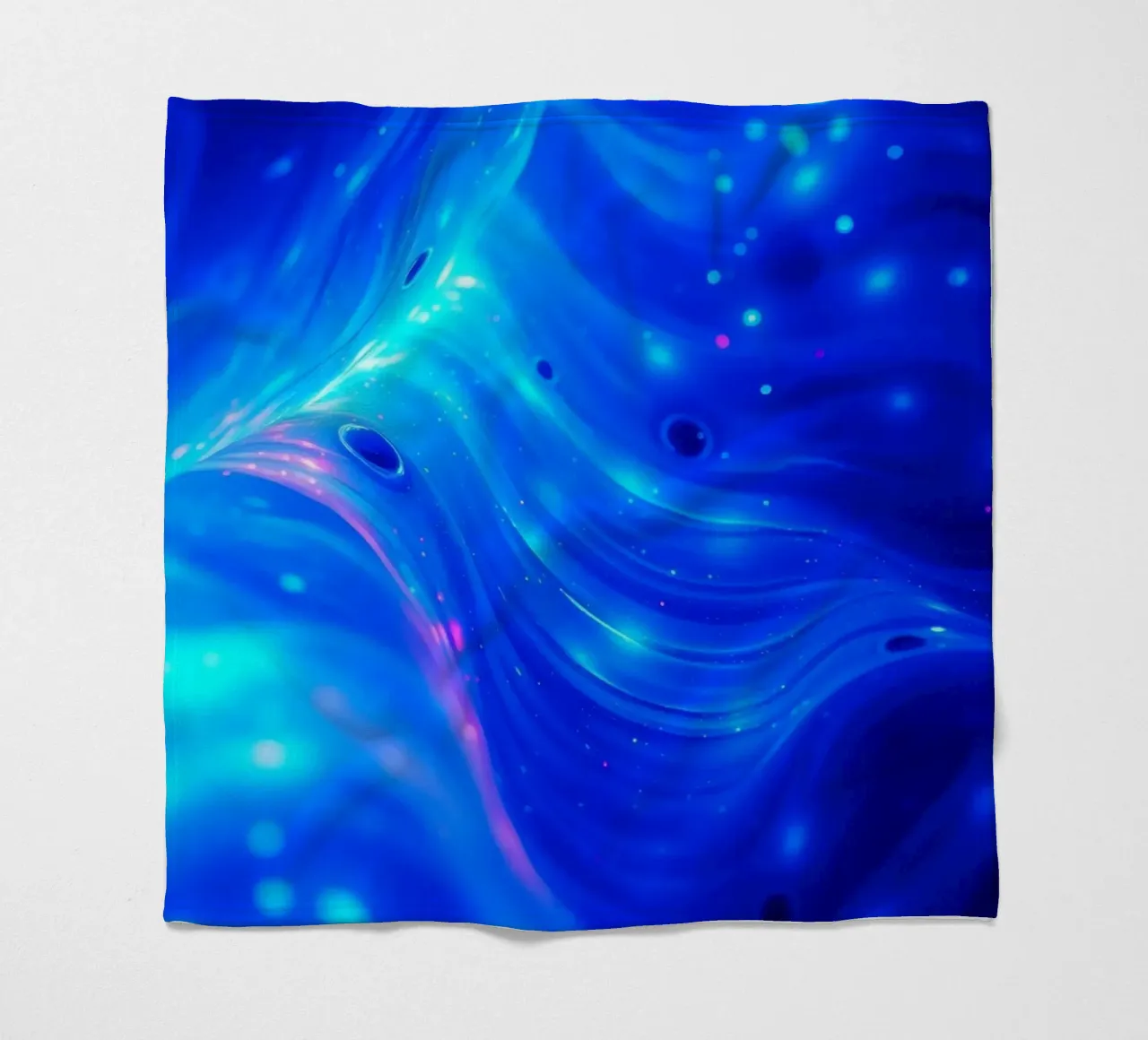 Vibrant waves of blue abstract design create a stunning art fleece blanket by DesignDoodle