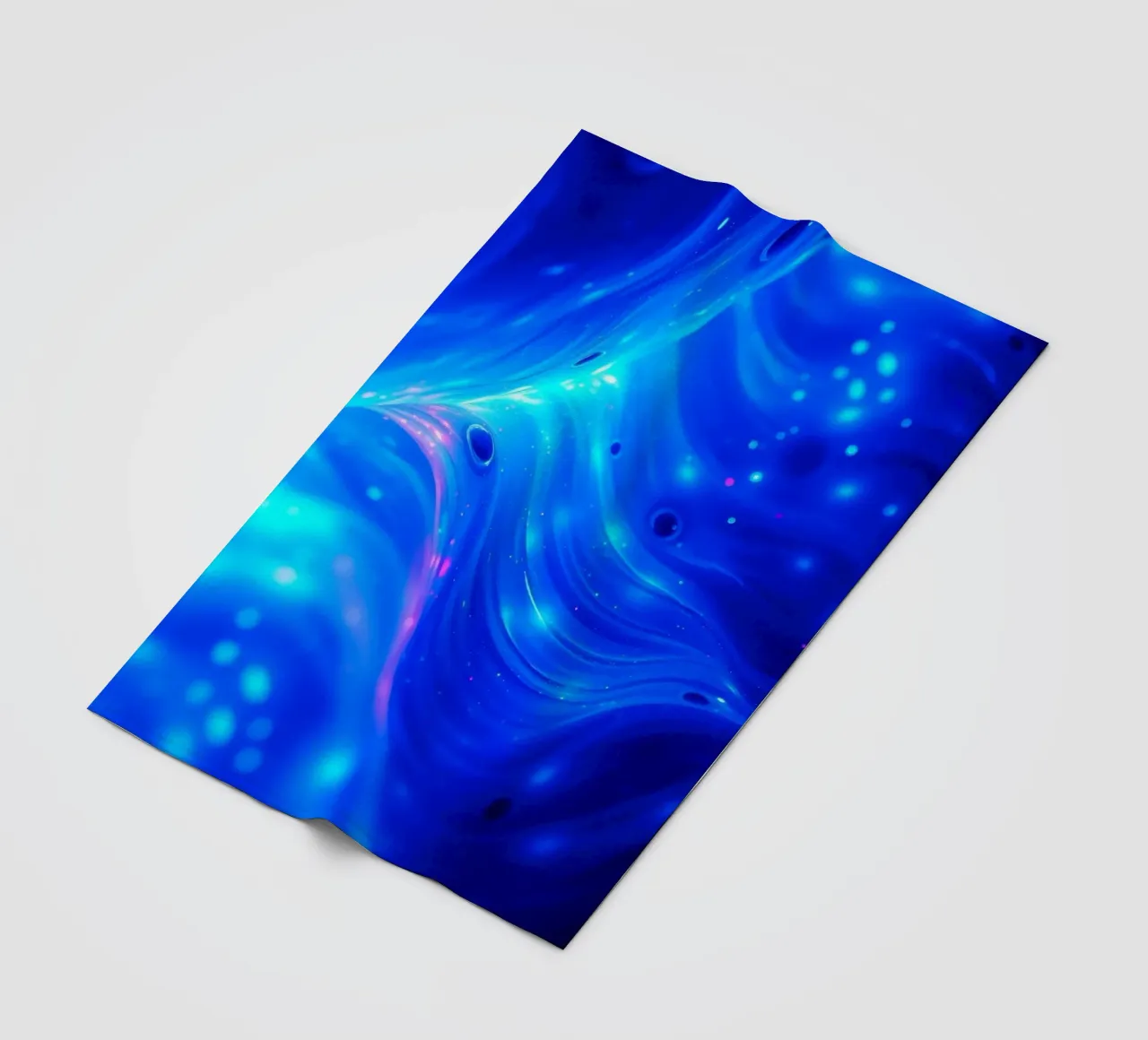 Vibrant waves of blue abstract design create a stunning art fleece blanket by DesignDoodle