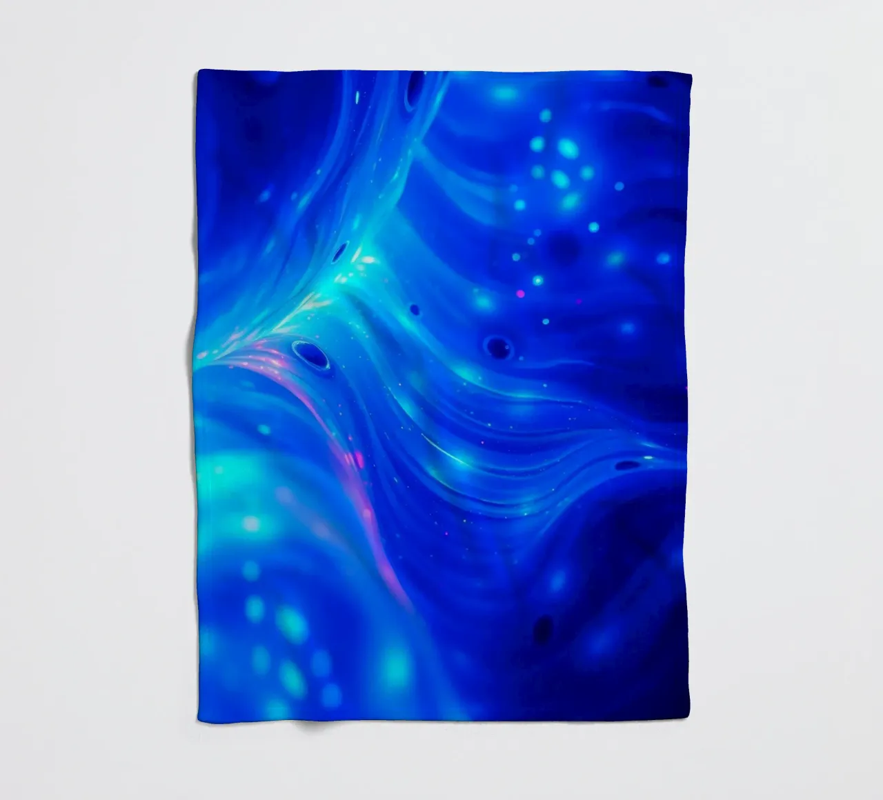 Vibrant waves of blue abstract design create a stunning art fleece blanket by DesignDoodle