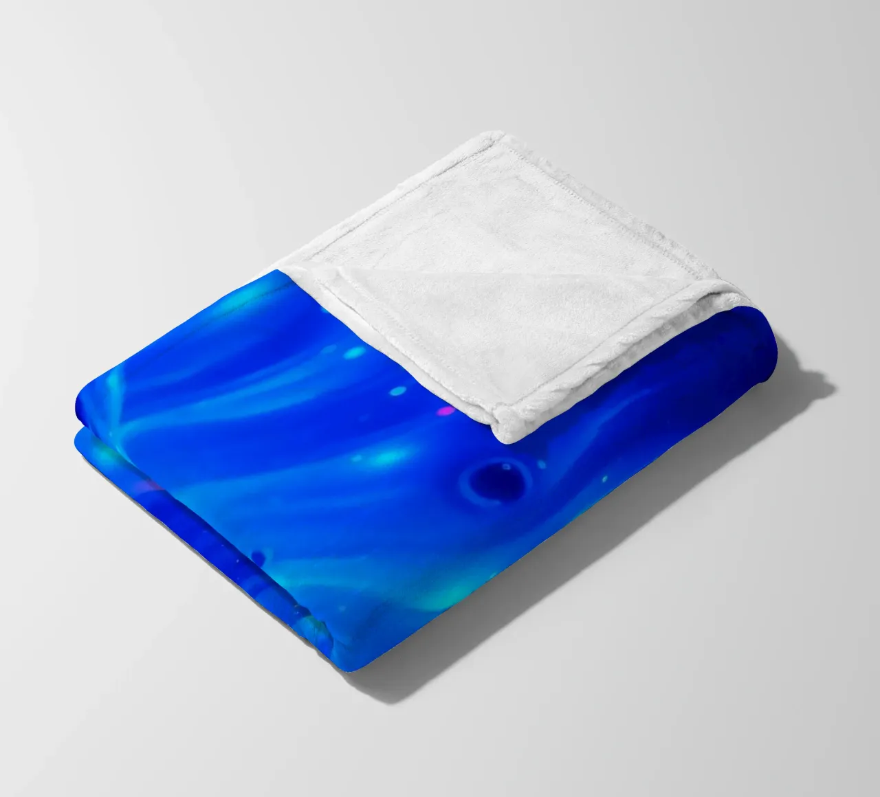 Vibrant waves of blue abstract design create a stunning art fleece blanket by DesignDoodle