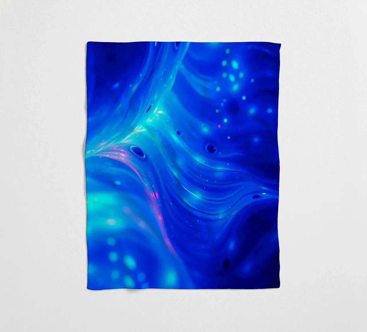 Vibrant waves of blue abstract design create a stunning art fleece blanket by DesignDoodle