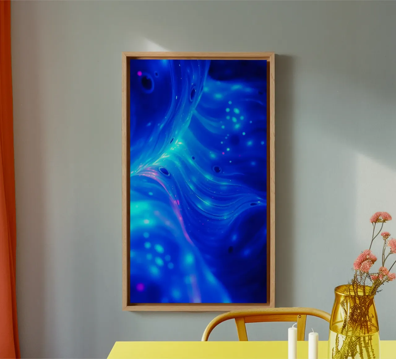 Vibrant waves of blue abstract design create a stunning art canvas by DesignDoodle