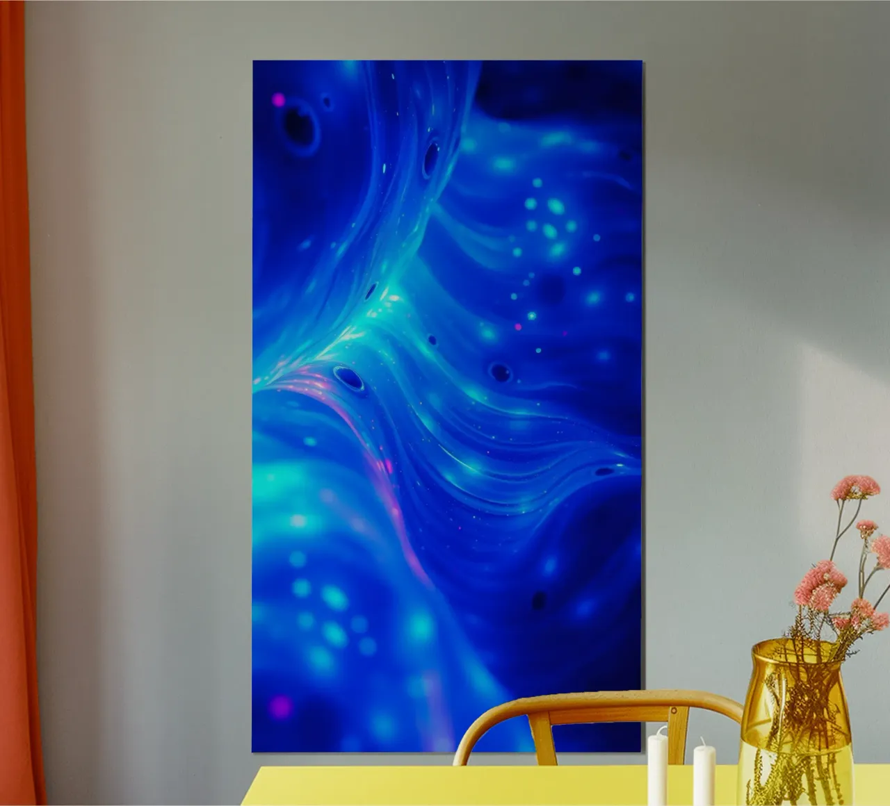 Vibrant waves of blue abstract design create a stunning art hahnemühle by DesignDoodle