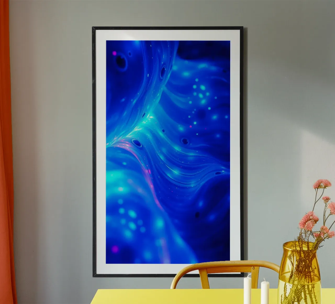Vibrant waves of blue abstract design create a stunning art hahnemühle by DesignDoodle