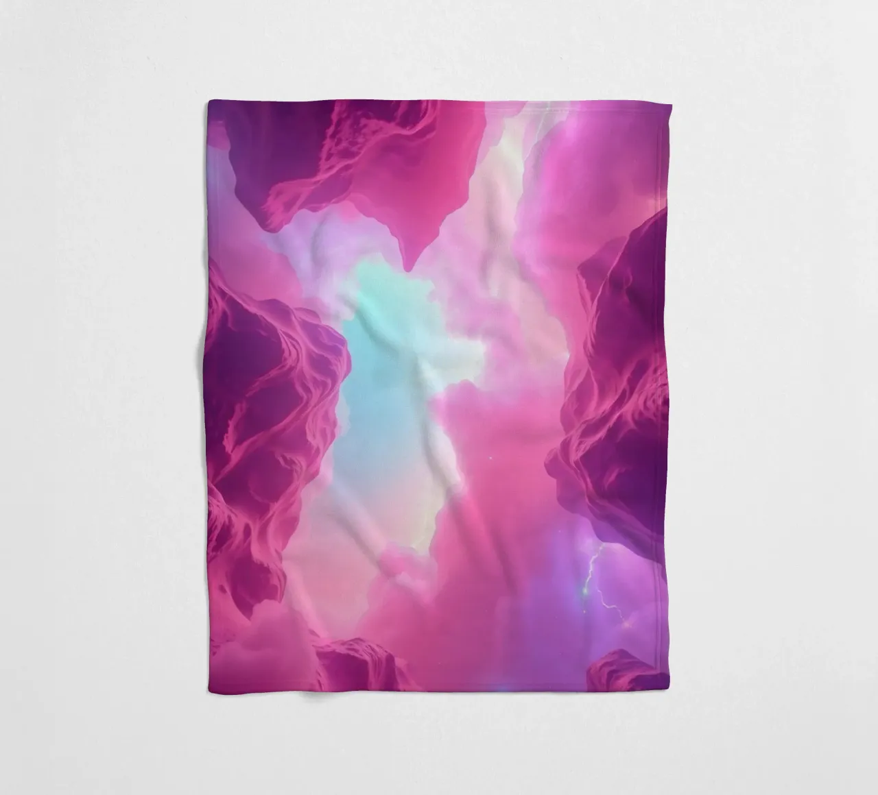 een rustgevend abstract behangontwerp in roze en blauw fleecedeken van DesignDoodle