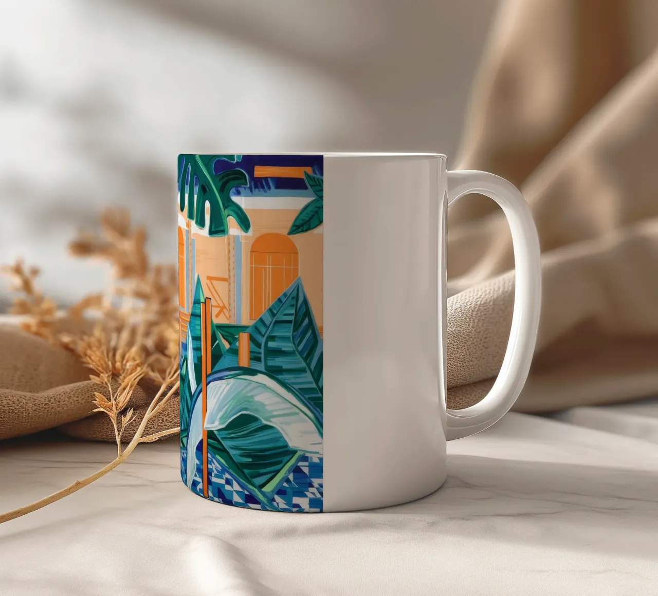Un lussureggiante santuario tropicale tazza in ceramica da Beach Palette