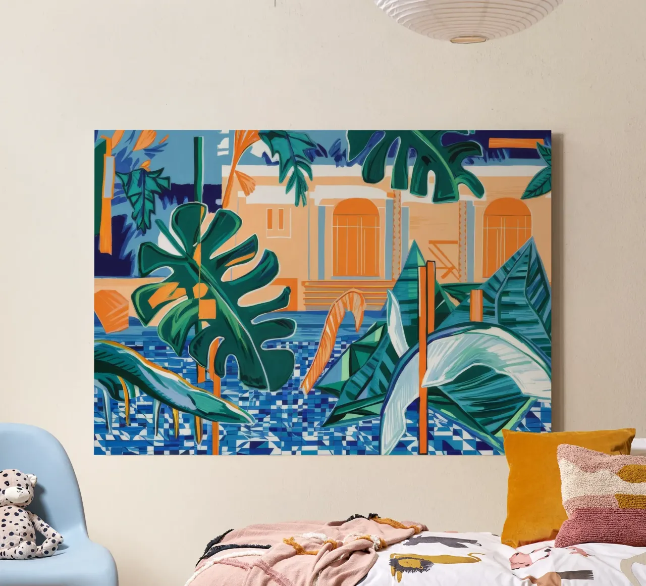 Weelderig tropisch toevluchtsoord canvas met Baklijst van Beach Palette