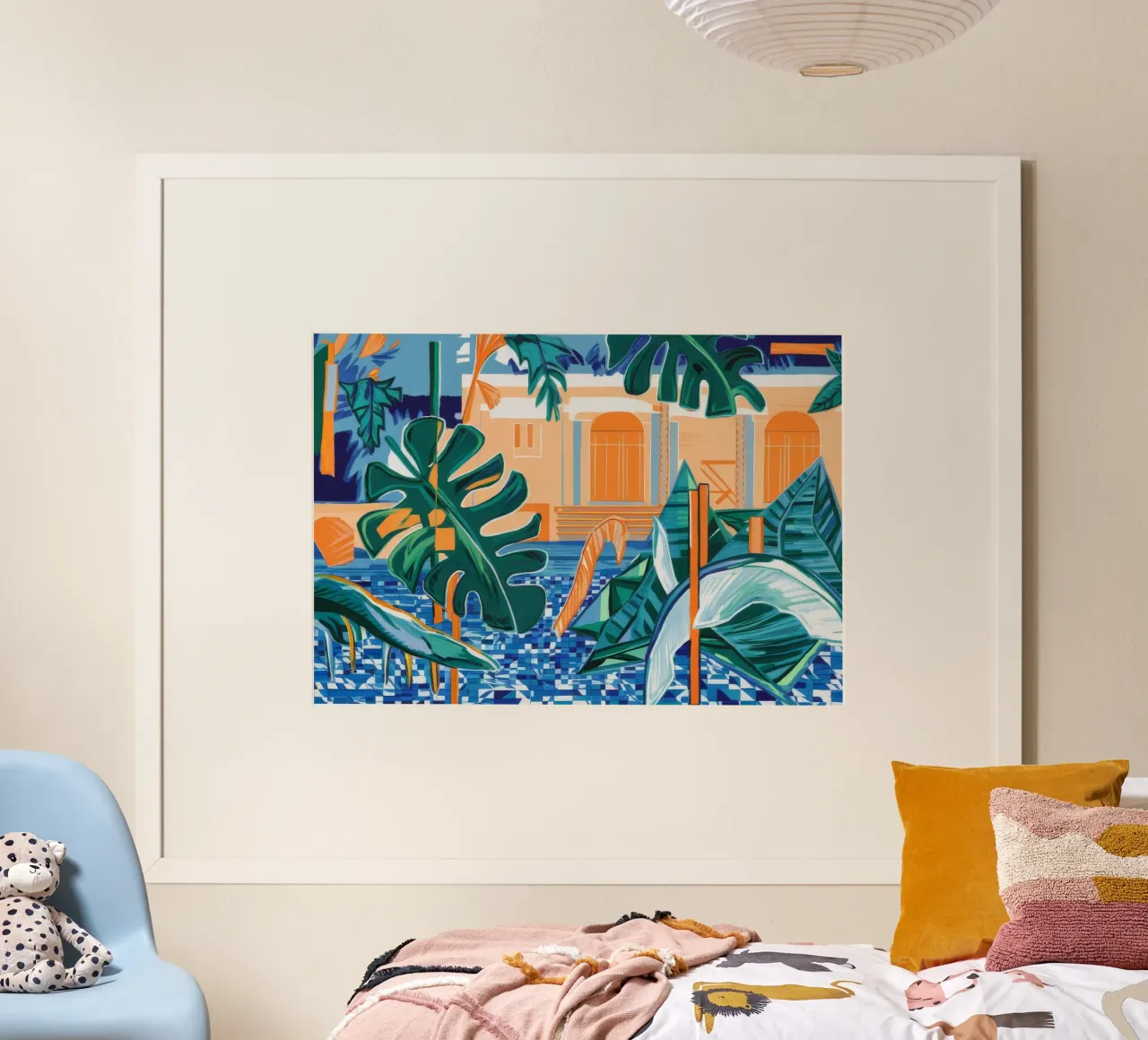 Un lussureggiante santuario tropicale poster con telaio in plastica da Beach Palette