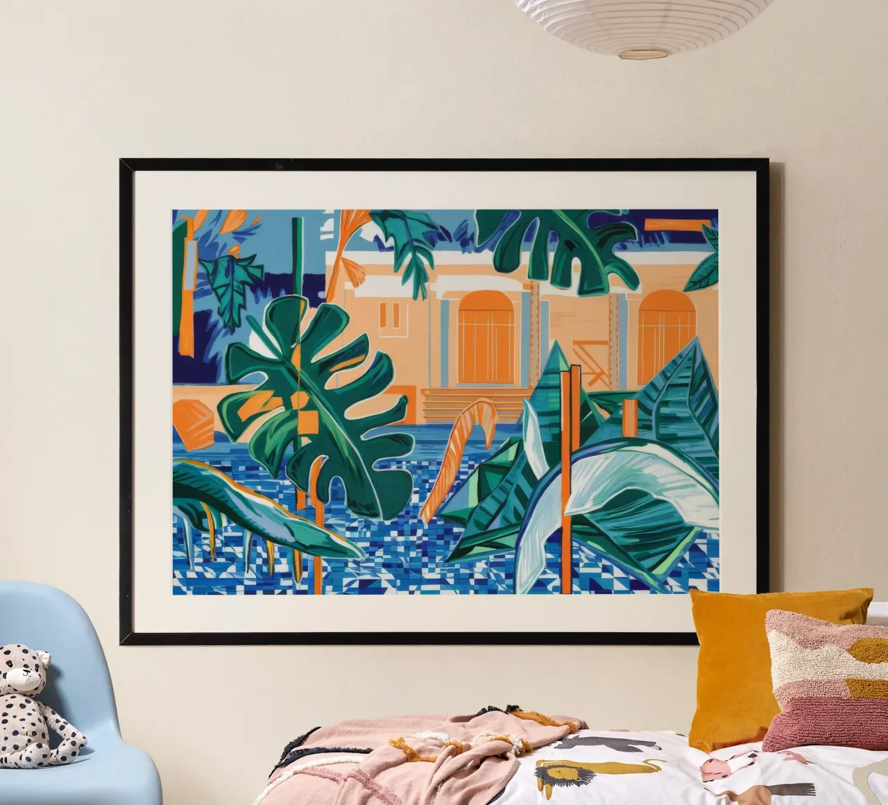 Un lussureggiante santuario tropicale poster con telaio in plastica da Beach Palette