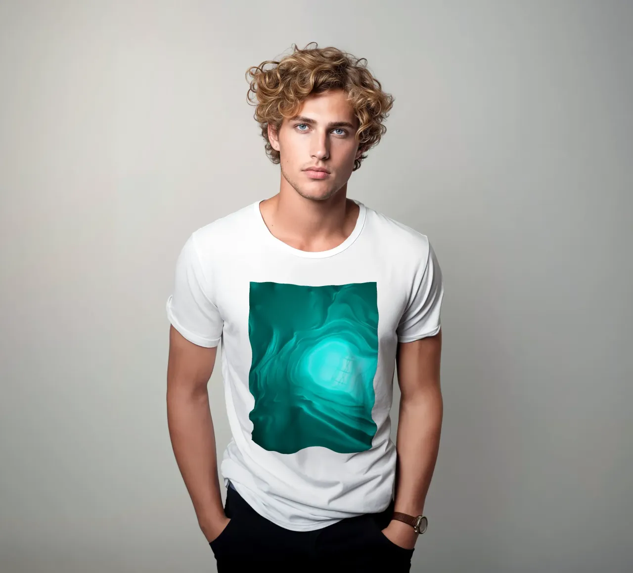 Le onde astratte turchesi creano una carta da parati serena t-shirt da DesignDoodle