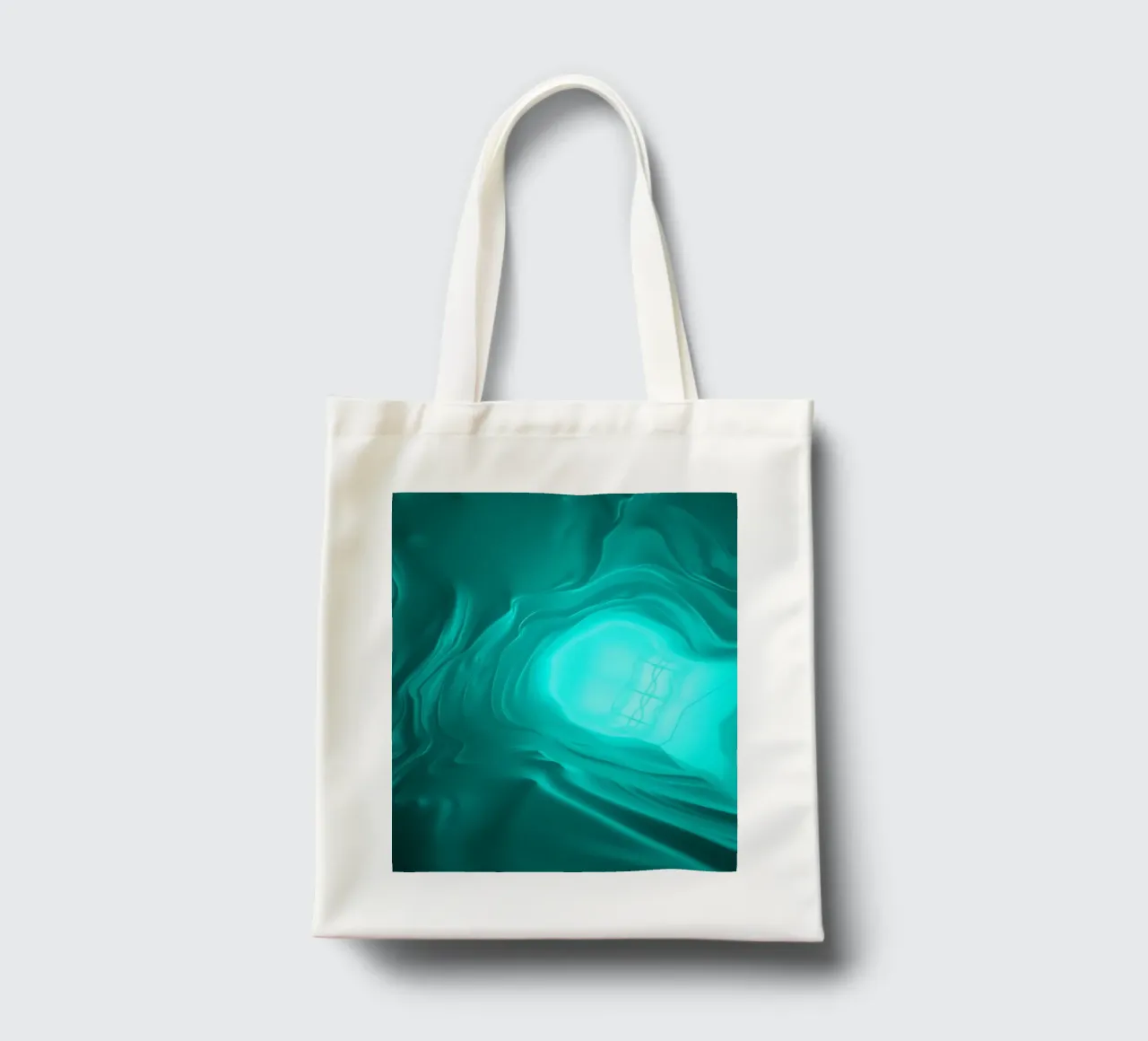 Abstract turquoise waves create a serene wallpaper tote bag by DesignDoodle