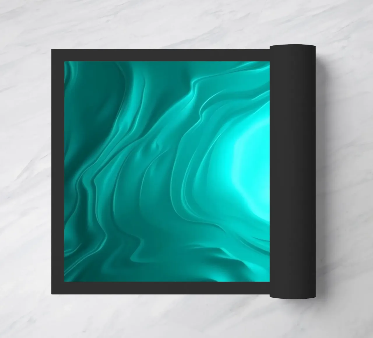 Abstract turquoise waves create a serene wallpaper doormat by DesignDoodle