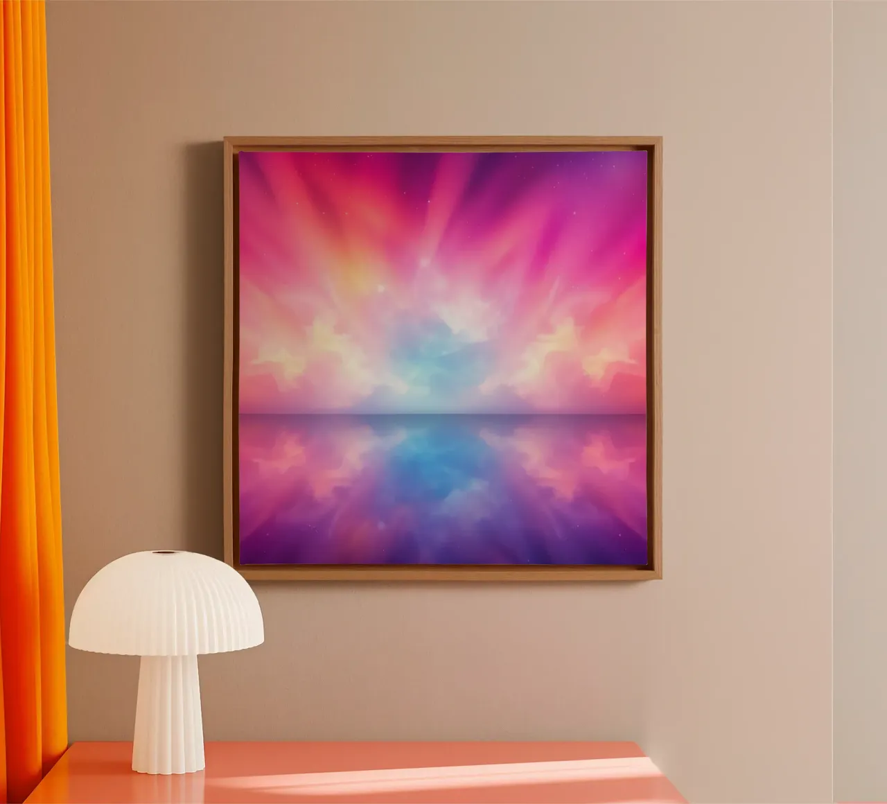 Sfondo dinamico caratterizzato da colori e riflessi vivaci tela con Cornice a cassetta da DesignDoodle