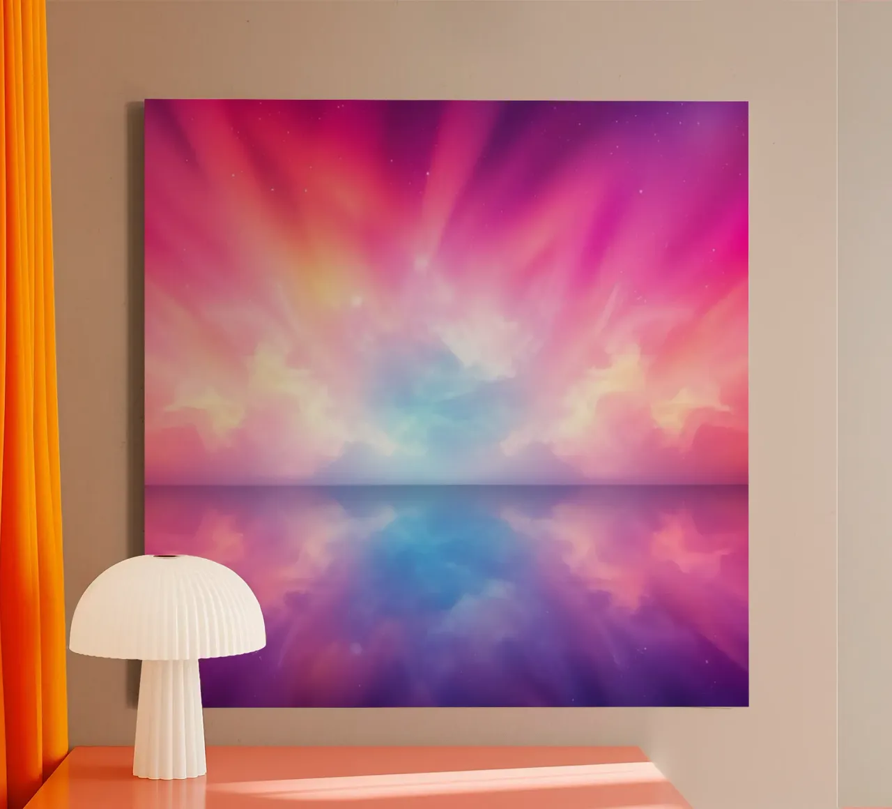 Sfondo dinamico caratterizzato da colori e riflessi vivaci tela con Cornice a cassetta da DesignDoodle
