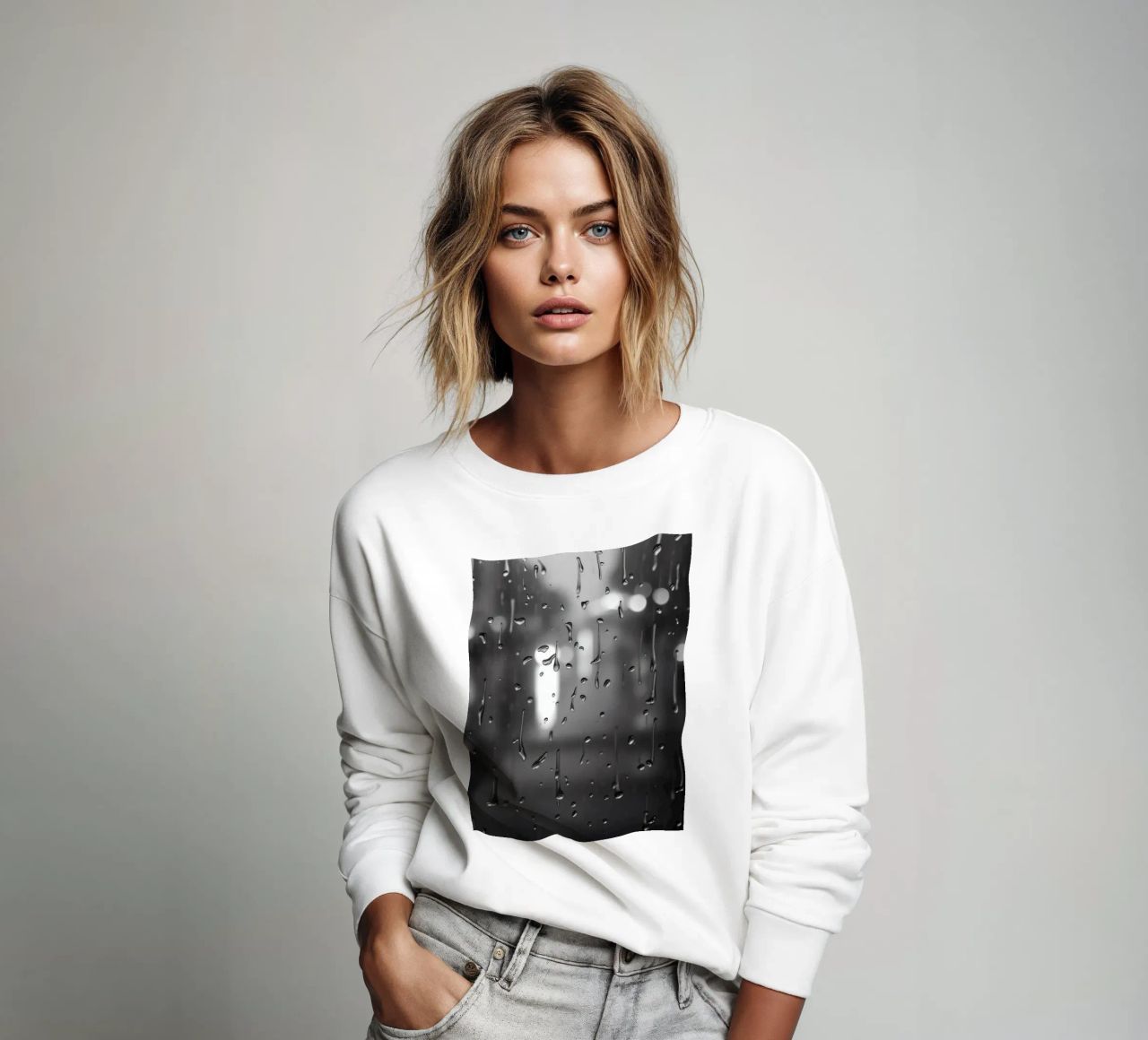 Raindrops on window creating a calming effect sweatshirt by DesignDoodle