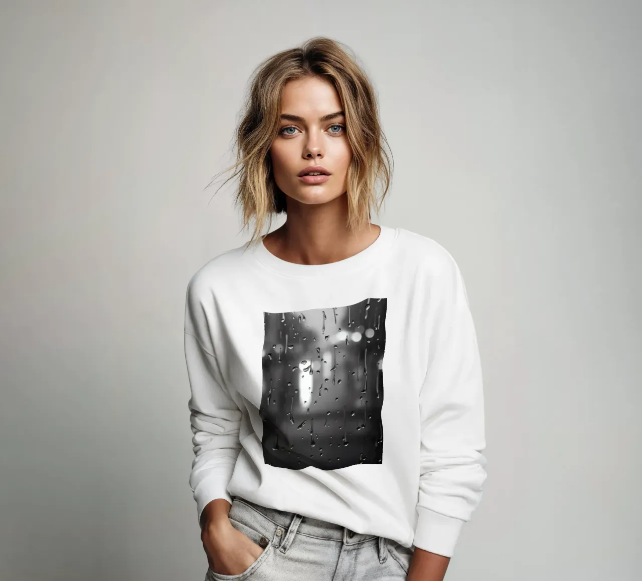 Raindrops on window creating a calming effect sweatshirt by DesignDoodle