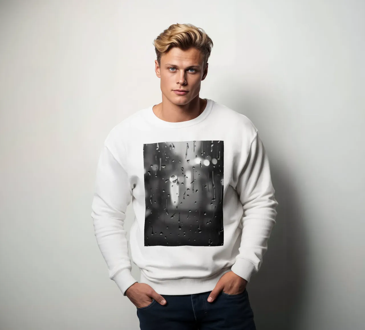 Raindrops on window creating a calming effect sweatshirt by DesignDoodle