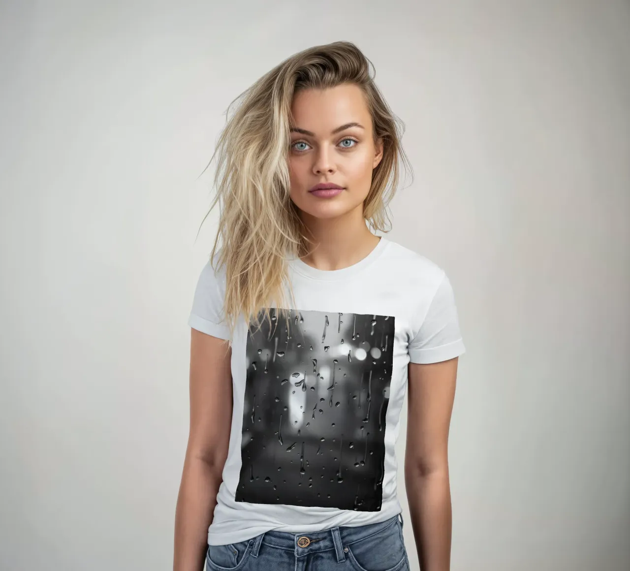 Raindrops on window creating a calming effect women's fitted t-shirt by DesignDoodle