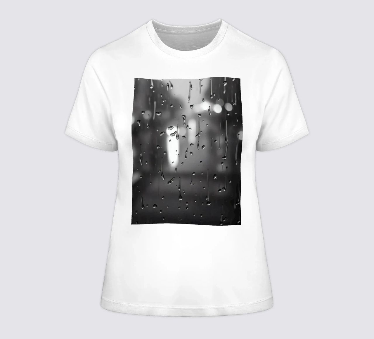 Raindrops on window creating a calming effect women's fitted t-shirt by DesignDoodle