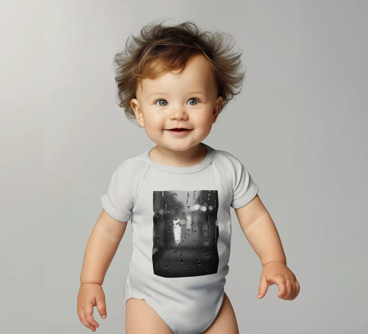 Raindrops on window creating a calming effect short-sleeve baby romper by DesignDoodle