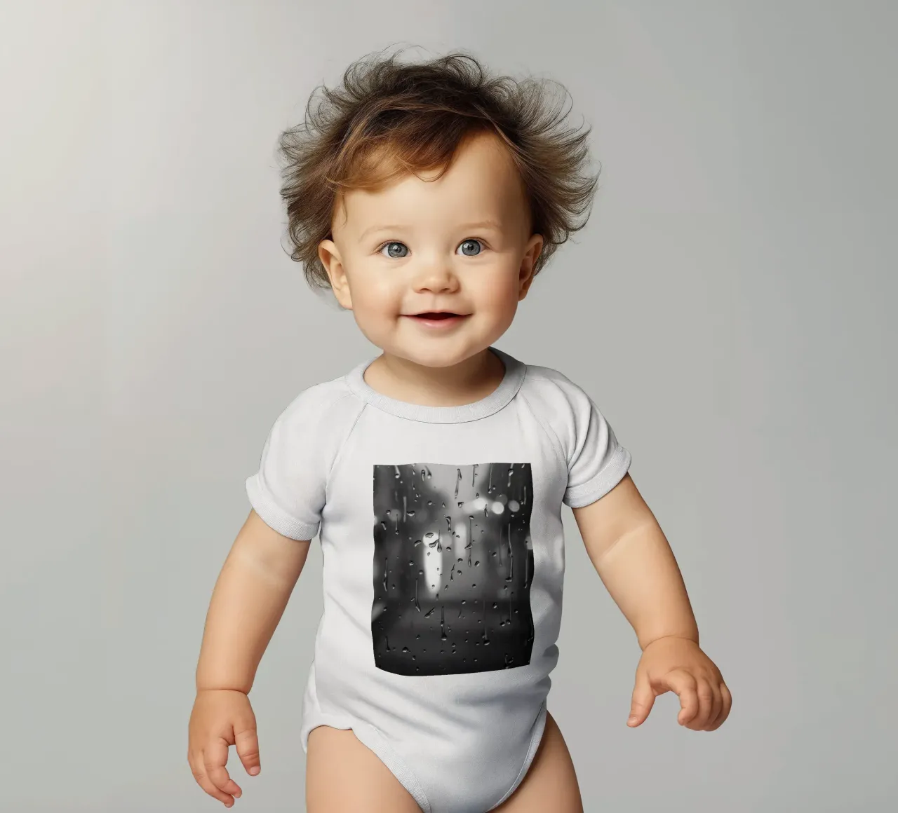Raindrops on window creating a calming effect short-sleeve baby romper by DesignDoodle