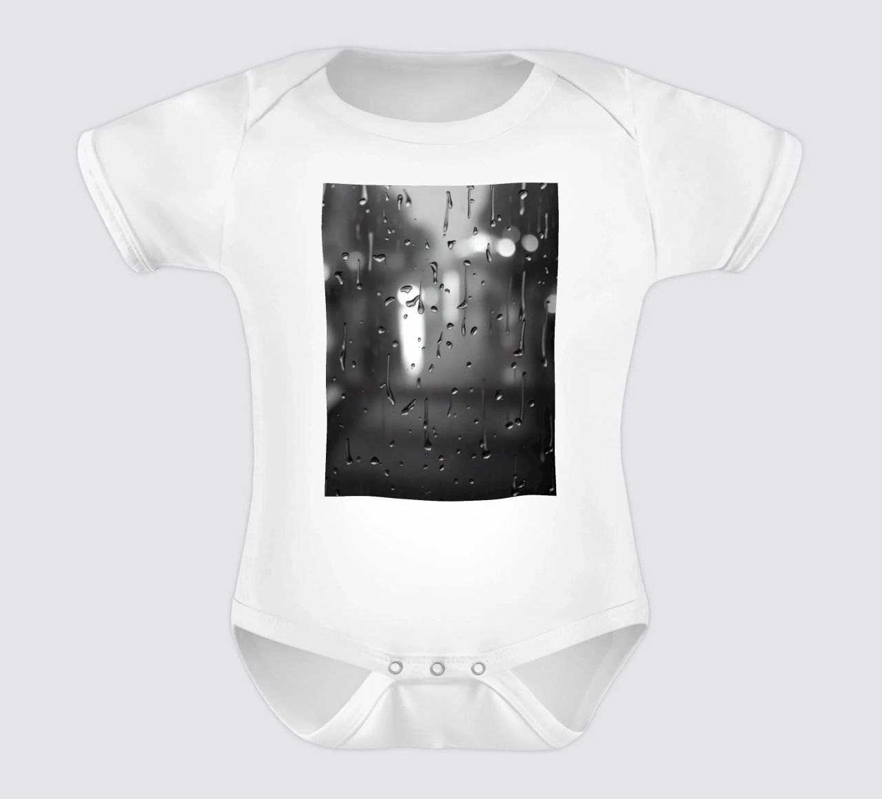 Raindrops on window creating a calming effect short-sleeve baby romper by DesignDoodle