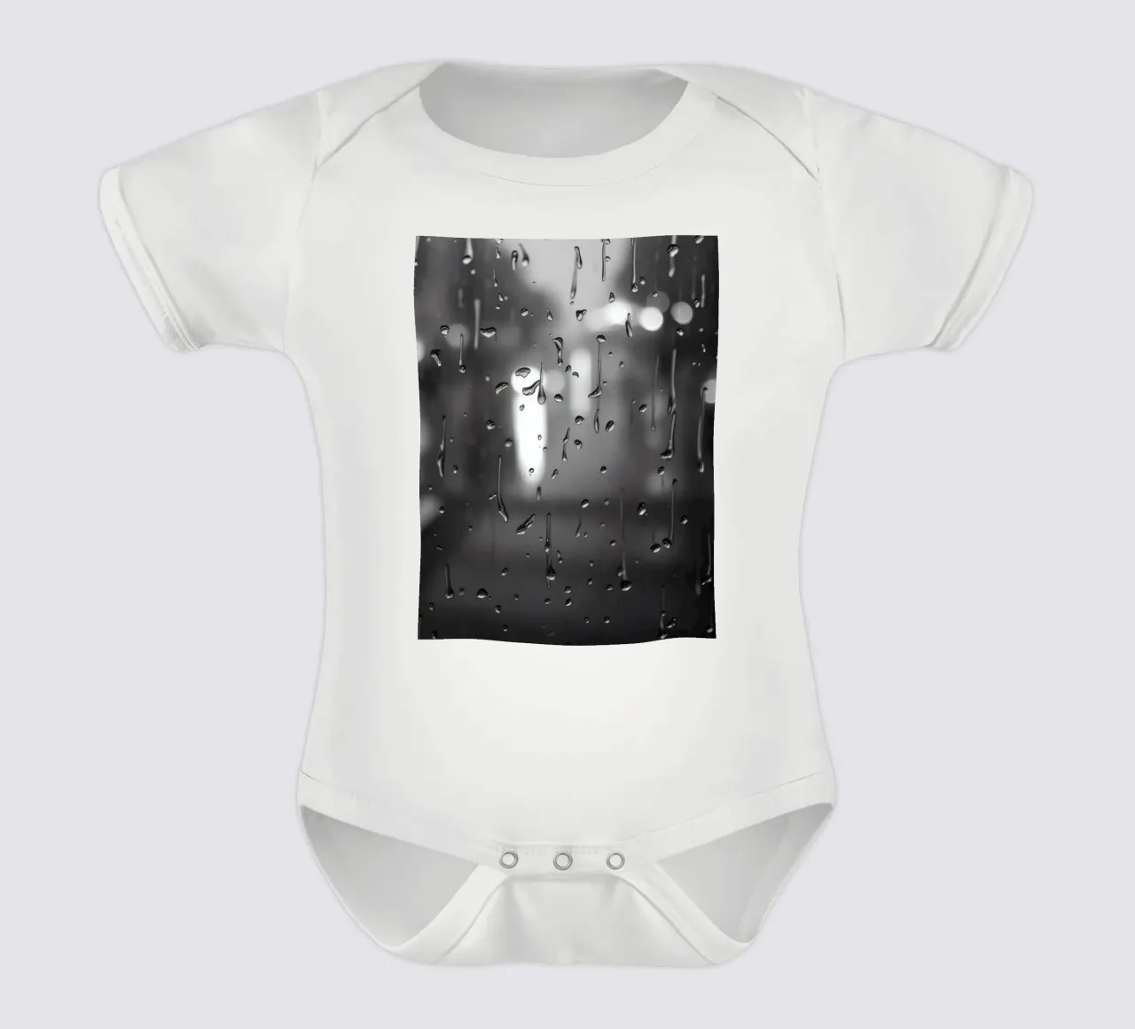 Raindrops on window creating a calming effect short-sleeve baby romper by DesignDoodle