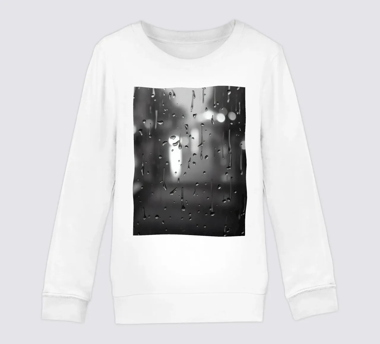 Raindrops on window creating a calming effect kids sweatshirt by DesignDoodle