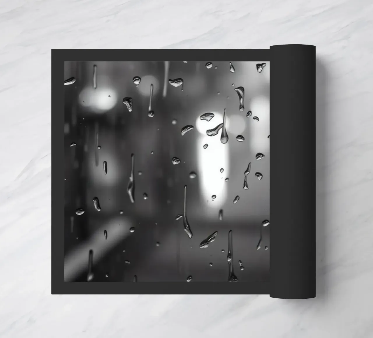 Raindrops on window creating a calming effect doormat by DesignDoodle