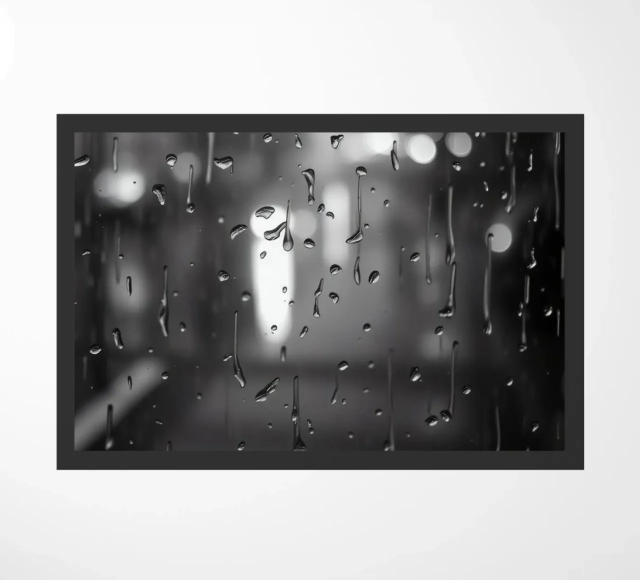 Raindrops on window creating a calming effect doormat by DesignDoodle