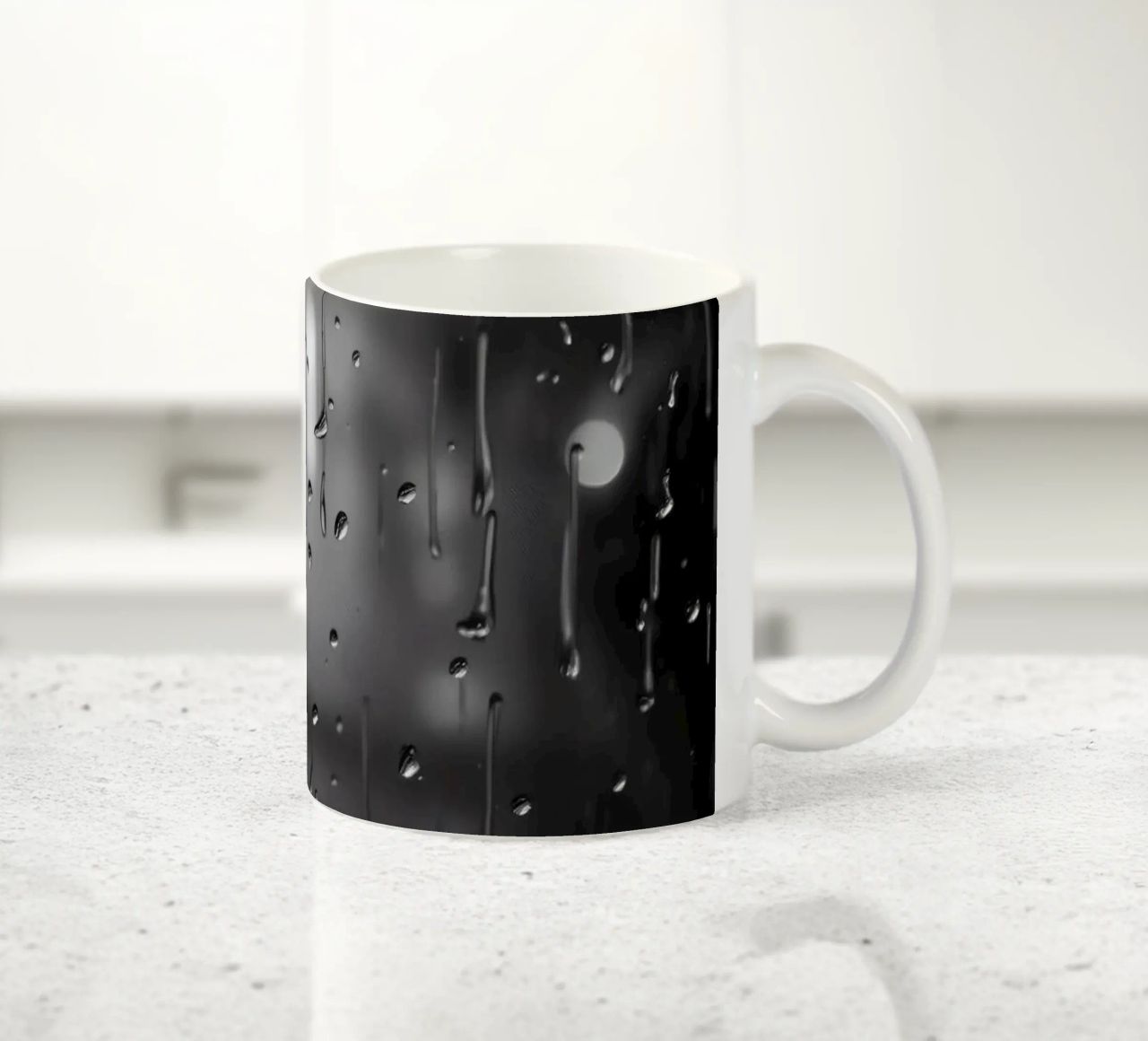 Raindrops on window creating a calming effect ceramic mug by DesignDoodle