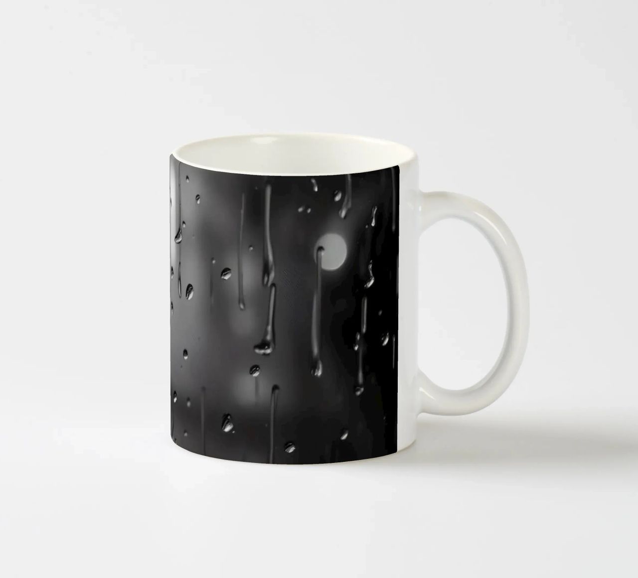 Raindrops on window creating a calming effect ceramic mug by DesignDoodle