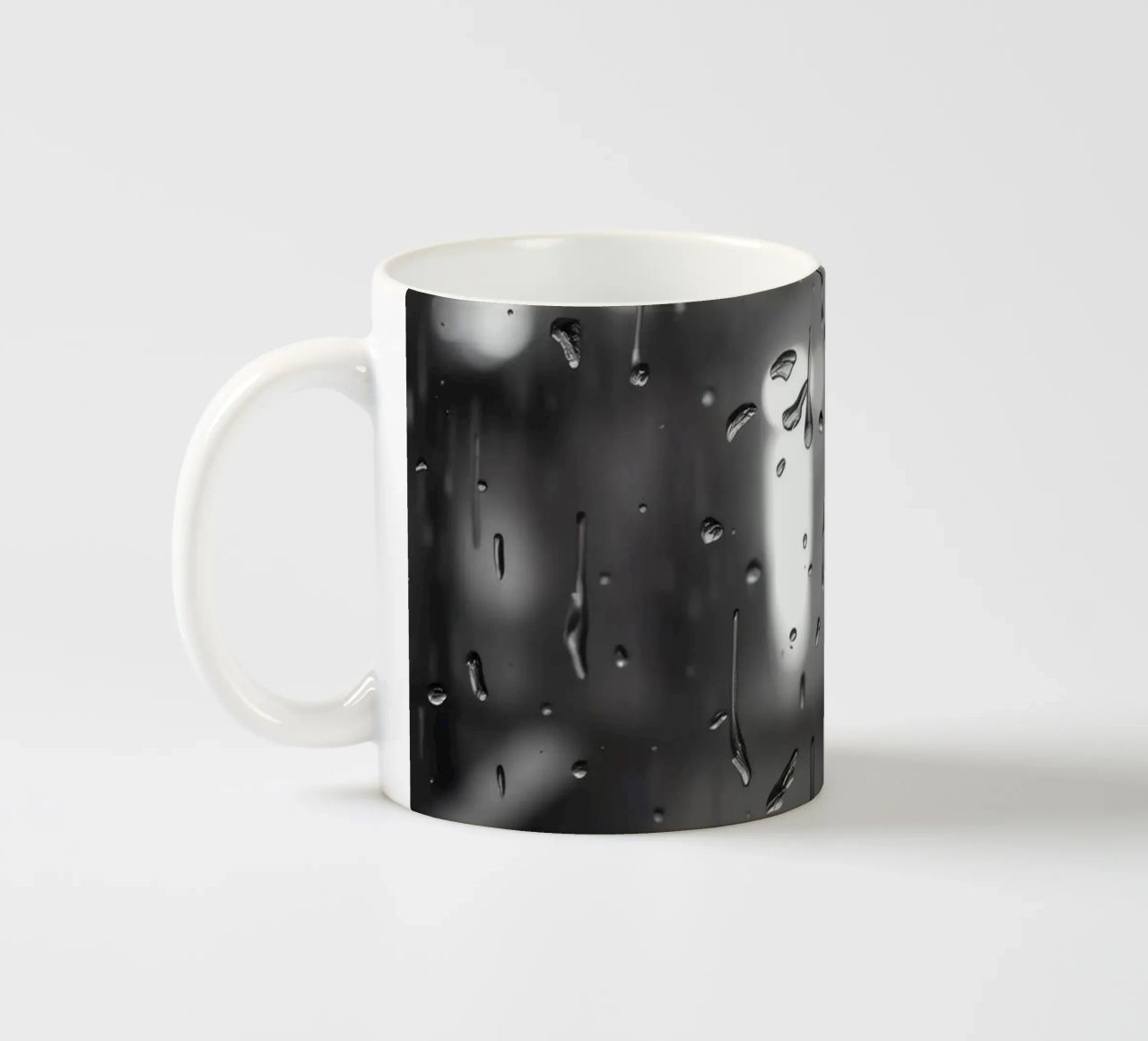 Raindrops on window creating a calming effect ceramic mug by DesignDoodle
