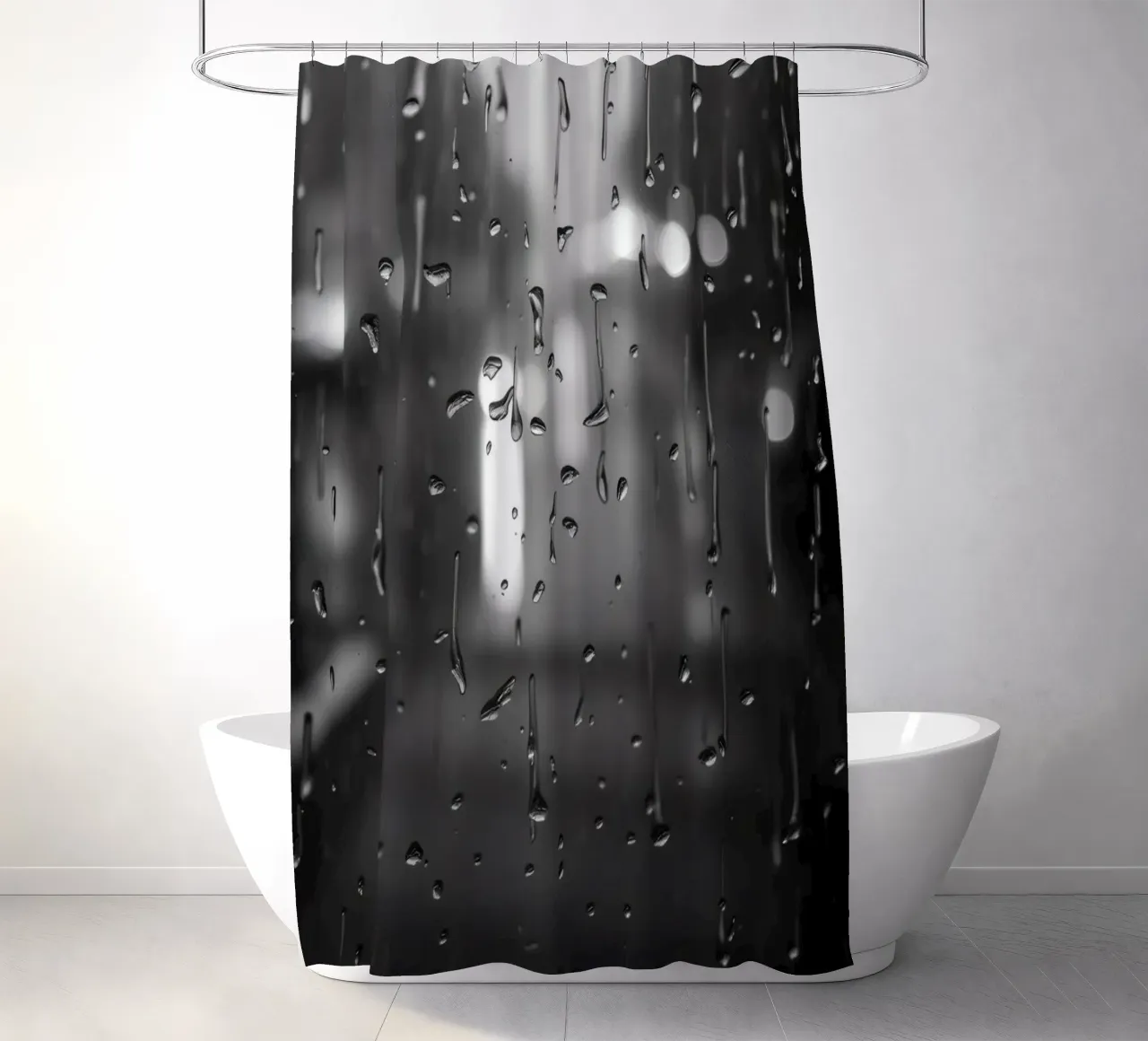 Raindrops on window creating a calming effect shower curtain by DesignDoodle