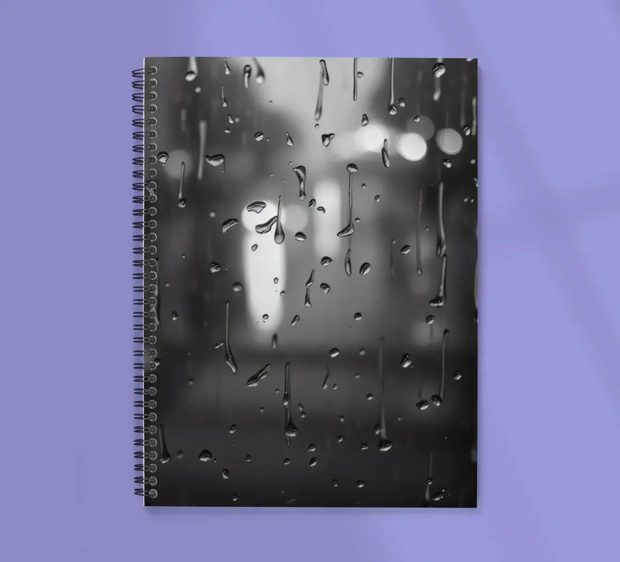Raindrops on window creating a calming effect spiral notebook by DesignDoodle