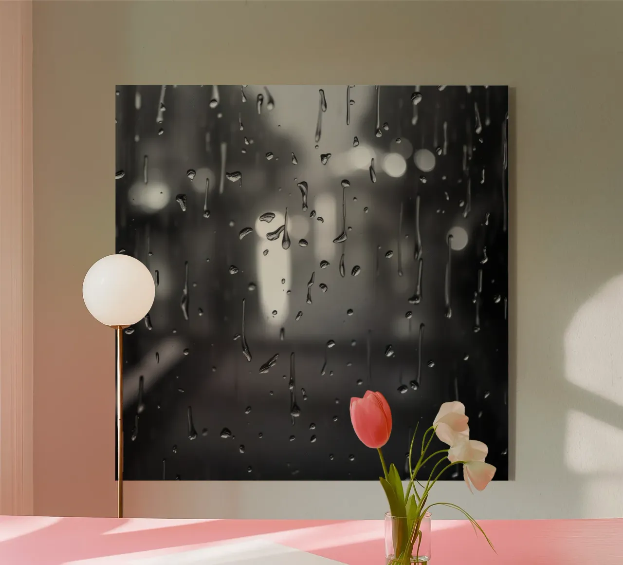 Raindrops on window creating a calming effect acrylic glass by DesignDoodle