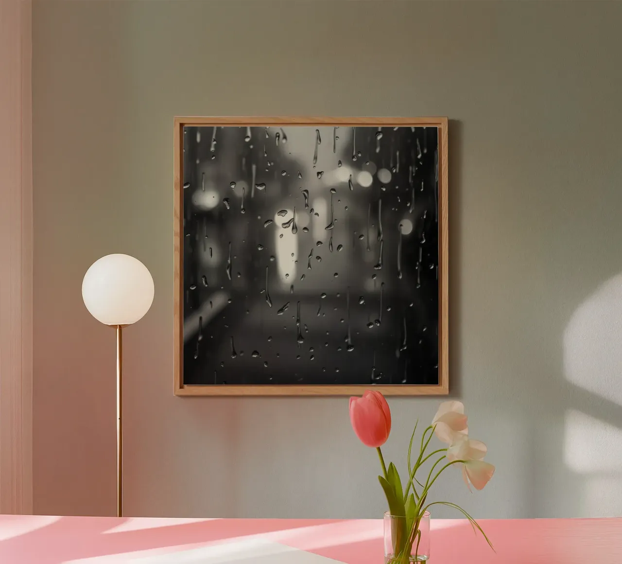 Les gouttes de pluie sur la fenêtre créent un effet apaisant alu dibond de DesignDoodle
