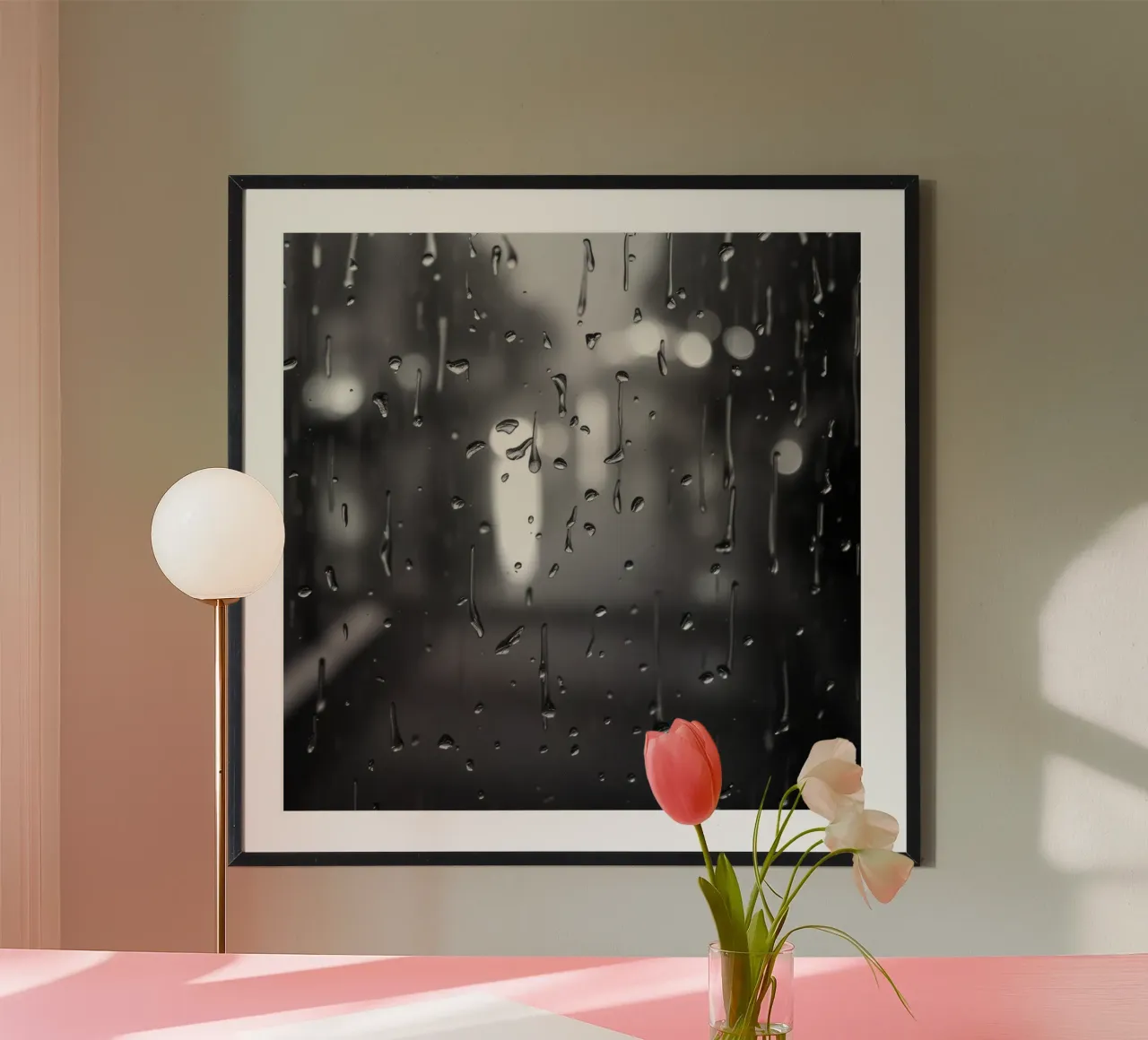 Les gouttes de pluie sur la fenêtre créent un effet apaisant poster de DesignDoodle