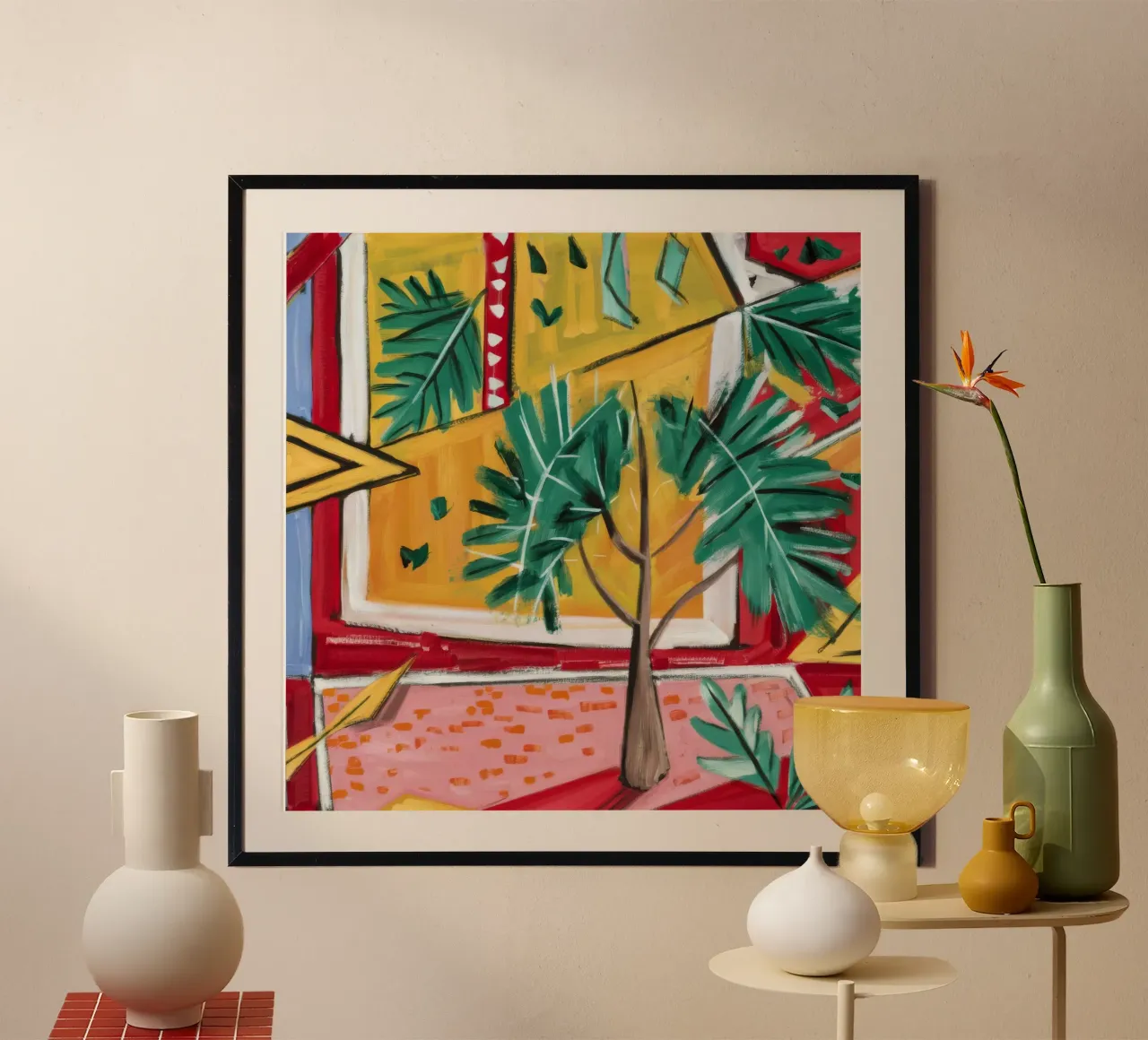 Sogno del paradiso tropicale poster con telaio in legno da Beach Palette