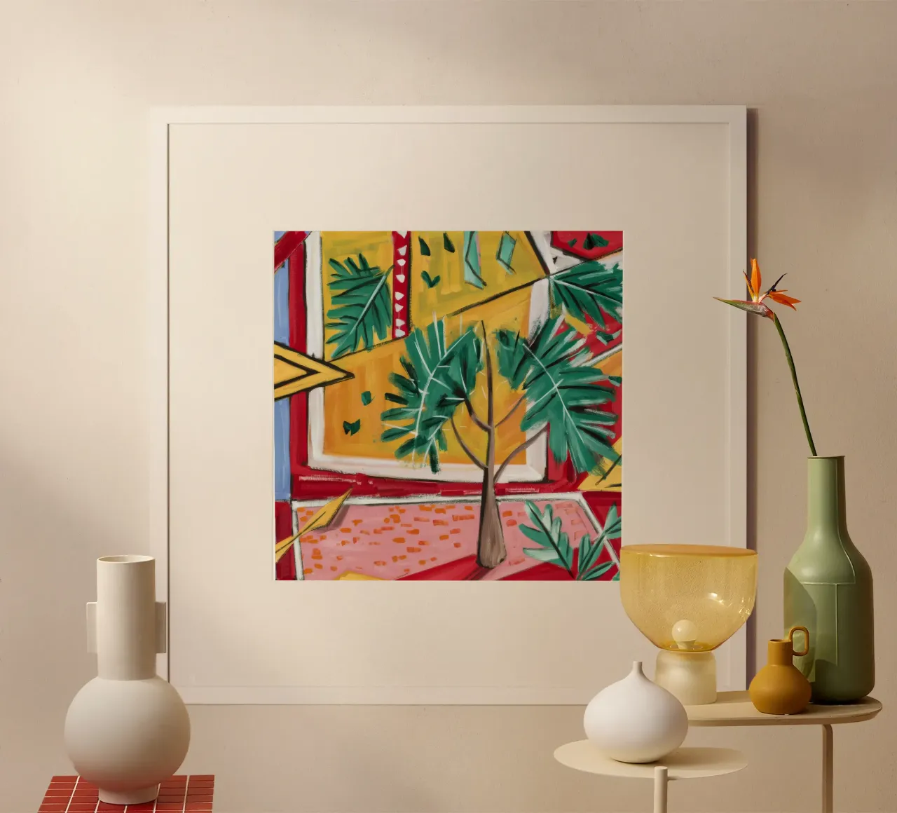 Sogno del paradiso tropicale poster con telaio in legno da Beach Palette