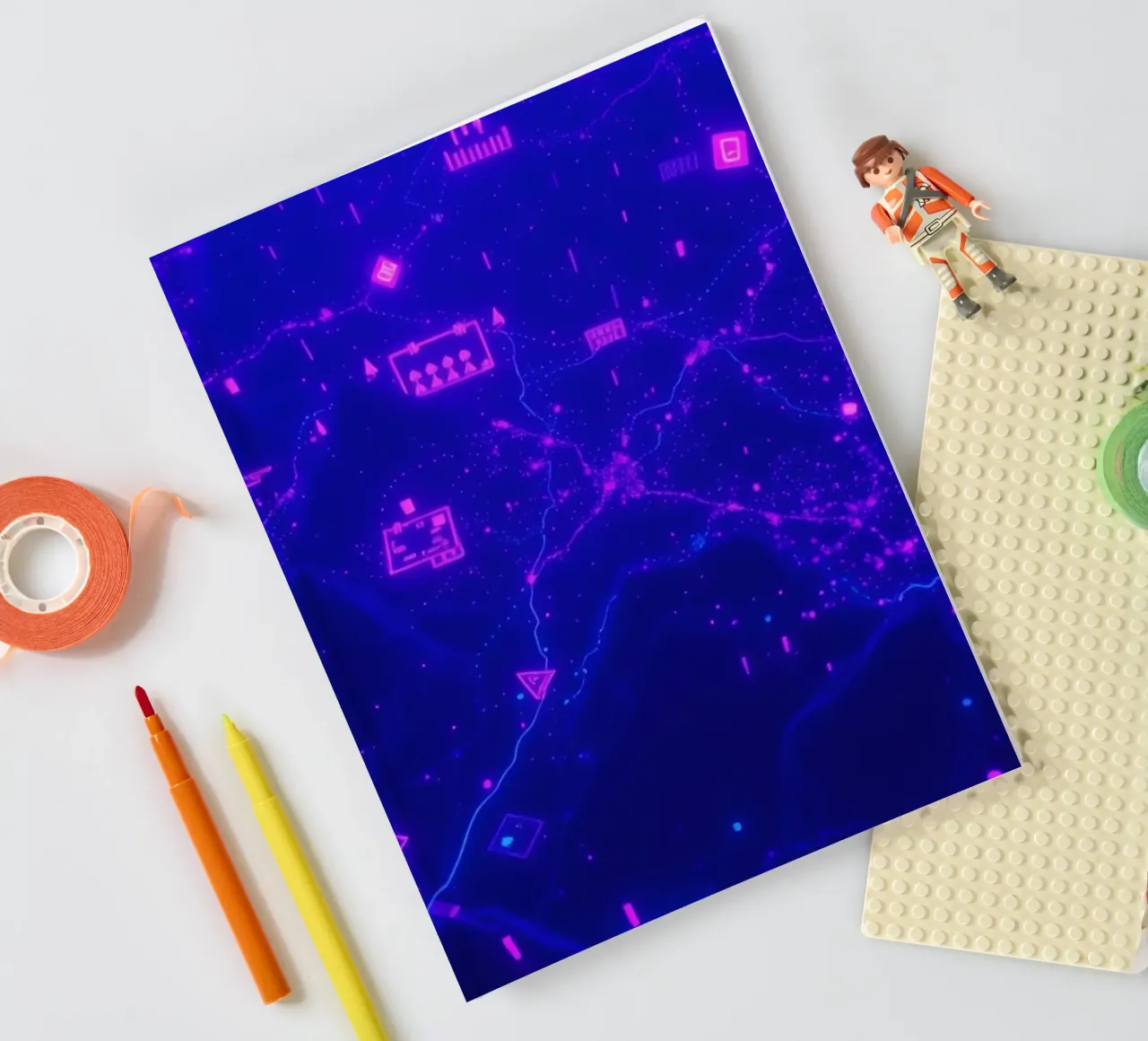 glowing Network lines against a deep purple backdrop notebook by DesignDoodle