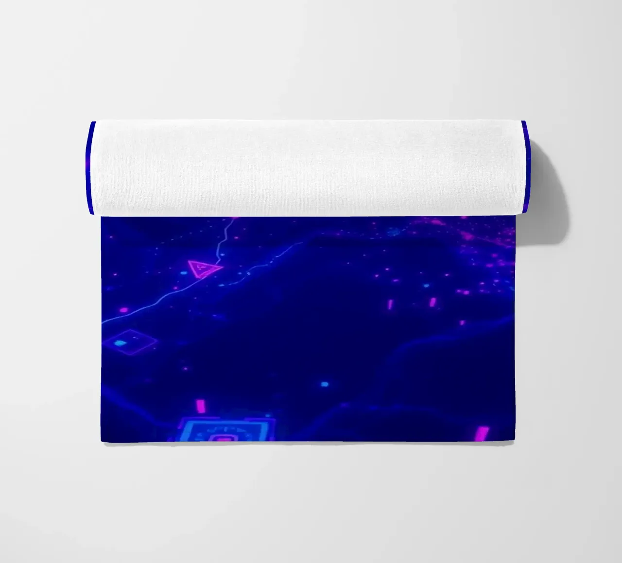 linee di rete incandescenti su uno sfondo viola intenso telo mare da DesignDoodle