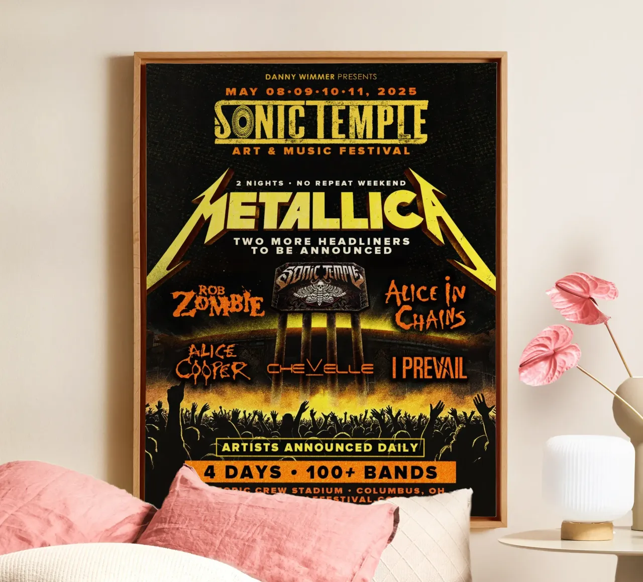 Festival del Tempio Sonico tela con Cornice a cassetta da Band Merch